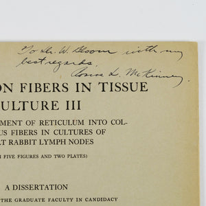 McKinney, Roscoe Lewis | Studies on Fibers in Tissue Culture III